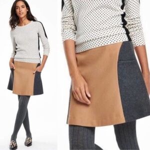 Like New Boden tan and gray color block wool blend A-Line skirt